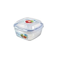 Lock & Lock Easy Essentials Food Storage Salad Bowl Container with Tray, 54-Ounce - Clear