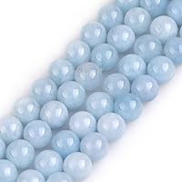 JOE FOREMAN 8mm Aquamarine Color Jade Round Natural Stone Beads for Jewelry Making Strand 15