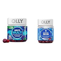 OLLY Men's Multivitamin Gummy, Overall Health and Immune Support, Vitamins A, C, D, E & Glowing Skin Gummy, 25 Day Supply (50 Count), Plump Berry, Hyaluronic Acid, Collagen