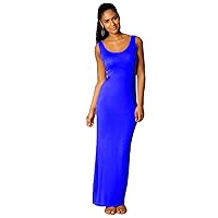 GRASWE Women’s Casual Tank Long Dress Solid Color Sleeveless Bodycon Maxi Dress