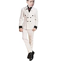 Boys Jacquard Suit 3 Pieces Slim Fit Blazer Vest Pants Tuxedos Formal Party Outerwear Jacket Coats