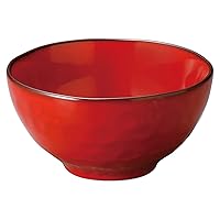 Koyo Pottery 16244033 Café Tableware, Bowl, Rice Bowl, Bowl, Medium Bowl, 5.1 inches (13 cm), Hotel Restaurant Specifications, Microwave, Dishwasher Safe, Rafelm, Vintage Red, Made in Japan