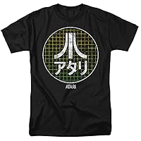 Atari Video Games Japanese Letters and Logo On Grid Design Adult T-Shirt Tee