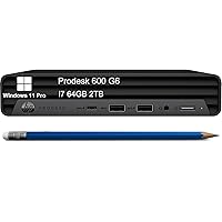HP Prodesk 600 G6 Mini PC (Intel 8-Core i7-10700T, 64GB DDR4 RAM, 2TB PCle SSD) Tiny Business Desktop, Type-C, IST Keyboard, Mouse, DisplayPort, WiFi 6, Ethernet, 3-Yr WRT, Win11 Pro, Black