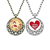 Red Yellow White Cup Sushi Japan Pendant Necklace Mens Womens Valentine Chain