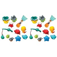 Infantino Splish & Splash Bath Play Set - Fishing Rod, Sea Pals, Bath Squirters, Stacking Cups, Fill & Spin Water Wand - Introduces Numbers, Stacking and Motor Skill Development - for Babies 0M+