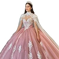 Quinceanera Dresses with Cape Ball Gown Sweetheart Lace Appliques Princess Gowns