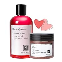 Romance Bath Bundle | Rose Garden 8oz Bubble Bath | Wine 3oz Body Scrub