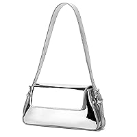 Silver Bag Evening Clutch Bag Sparkly Satchel Patent Leather Y2K Handbag Crossbody Metallic Purses for Party.