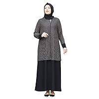 Guzide Women's Muslim Abaya Dress Grey | Hijab Ladies Long Sleeve Embroidered Evening Dresses (as1, Numeric, Numeric_16, Numeric_28, Plus, Petite, 16 US/44 EU)