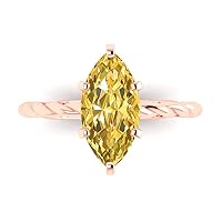 Clara Pucci 2.1 ct Marquise Cut Solitaire Rope Twisted Knot Yellow Simulated Diamond Classic Anniversary Promise ring 18K Rose Gold