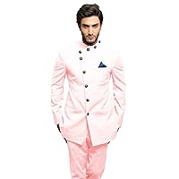 Mens Suits Blazer Set Slim Fit 2 Piece Long Tuxedo Jacket Standing Collar African Tuxedo Formal Suit for Prom Party
