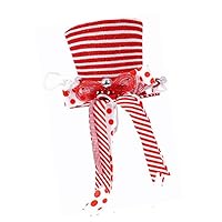 Tree Topper Hat,Christmas Tree Topper Hat for Christmas Tree Decorations 7.87x10.24 Inch Compressible Xmas Tree Topper Hat with Red and White Stripes and Bow Ribbon Xmas Desktop Ornament