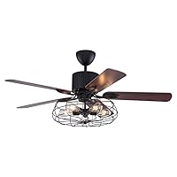 Ceiling Fans with Lamp Ceiling Fan Light Attic Industrial Fan Light Living Room Retro 5 Leaf Iron Remote Control Chandelier Indoor Lighting/48 Inches
