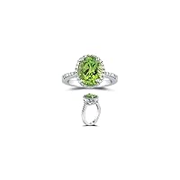 0.26 Cts Diamond & 2.50 Cts AAA Peridot Ring in 14K White Gold
