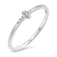 Round Cut Cubic Zirconia Engagement Wedding 7 - Stone Cross Ring for Women's Girl's 14k Gold Plated 925 Sterling Silver