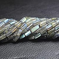1 Strand Blue Labradorite Tiny Tube Smooth 14'' Long Strand Gemstone Beads, Jewelry Supplies for Jewelry Making, Bulk Beads, for Meditation Jewellery for Reiki Healing Mystic Gemstone 7mm to 10mm