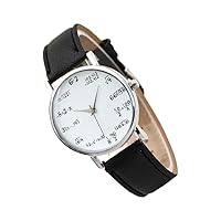 Quartz Watch Ladies Math Formula Wrist Watch Leather Strap Men Fashion Clock White