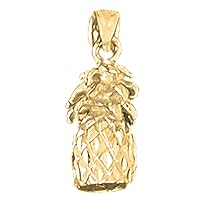 Silver 3D Pineapple Pendant | 14K Yellow Gold-plated 925 Silver 3D Pineapple Pendant