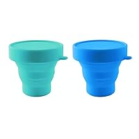Collapsible Silicone Cup Foldable Sterilizing Cup for Menstrual Cups and Storing Your Diva Cup - Foldable for Travel(Sky Blue & Blue)
