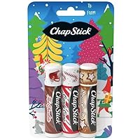 ChapStick Holiday Hot Chocolate, Candy Cane and Sugar Cookie Lip Balm, 0.15oz, 3 pack