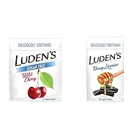 Ludens Wild Cherry Sugar Free Throat Drops, 75 Count & Honey Licorice Throat Drops, 30 Count