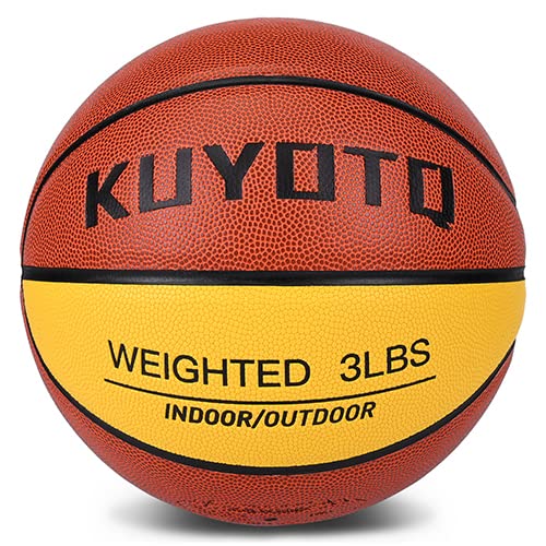 KUYOTQ 3lbs Weighted Basketball Composite Indoor Outdoor Heavy Trainer Basketball for Improving Ball Handling Dribbling Passing and Rebounding Skil...