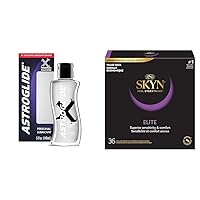 Astroglide X Premium Silicone Personal Lubricant (5oz), Extra Long-Lasting Silky & SKYN Elite – 36 Count – Ultra-Thin, Lubricated Latex-Free Condoms
