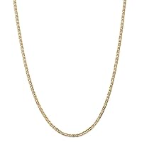 14k Lobster Claw Closure Gold 3mm Concave Nautical Ship Mariner Anchor Chain Necklace Jewelry Gifts for Women - Length Options: 16 18 20 22 24