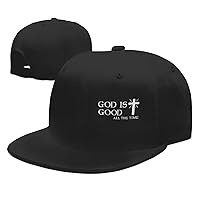 God is Good All The Time Hat Flat Bill Dad Hats Hip Hop Baseball Cap Black Sunhat for Men Women