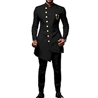 African Suits for Men Single Breasted Slim Fit Jackets and Pants 2 Piece Set Dashiki Clothes for Wedding Evening