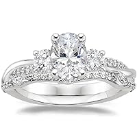 Petite Twisted Vine Moissanite Diamond Ring Set, 1 CT Oval Moissanite Engagement Ring Set, Wedding Ring Set, Bridal Ring, Amazing Ring for Women