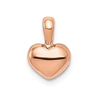 14k Rose Gold Polished 3-D Heart Charm