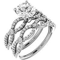 Moissanite Star Moissanite Ring Round 4 CT, Moissanite Engagement Ring, Moissanite Bridal Ring Set, Colorless Moissanite Eternity Sterling Silver Ring, Anniversary Ring, Birthday Promise Gifts
