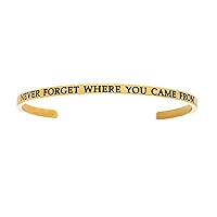 Intuitions Stainless Steel Yellow Finish never Forget Where You Came From Cuff Bangle