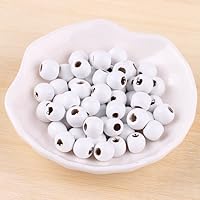 Adabus 100pcs DIY Jewelry Accessories Handmade Beads Garment Accessories 10mm Water Paint White Wood Beads