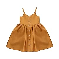 Toddler Girl Summer Solid Print Dress Camisole Dress Daily Wear and School Dress Toddler 5t Dresses