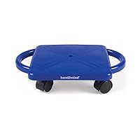 Blue Indoor Scooter Board with Safety Handles for Kids Ages 6-12, Plastic Floor Scooter Board with Rollers, Physical Education for Home, Homeschool Supplies (Pack of 1)