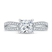 Siyaa Gems 2.50 CT Princess Cut Colorless Moissanite Engagement Ring Wedding Birdal Rings Diamond Ring Anniversary Solitaire Halo Accented Promise Vintage Antique Gold Silver Ring Gift