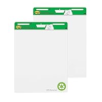 Post-it Easel Pad made with Recycled Paper, 25 in x 30 in, White, 30 Sheets/Pad, 2 Pads/Pack, Great for Virtual Teachers and Students (559RP)