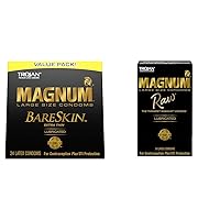 TROJAN Magnum BareSkin Premium Large 24 Count and Magnum RAW Large 10 Count Condoms