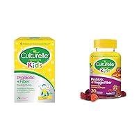 Culturelle Kids Probiotic + Fiber Packets (Ages 3+) - 24 Count - Digestive Health & Immune Support & Daily Probiotic for Kids + Veggie Fiber Gummies (Ages 3+) - 30 Count