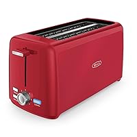 BELLA 4 Slice Toaster, Long Slot & Removable Crumb Tray, 7 Shading Options with Auto Shut Off, Cancel & Reheat Button, Toast Bread & Bagel, Red