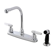 Kingston Brass FB751 7-Inch in Spout Reach Americana 8-Inch Centerset Kitchen Faucet with White Sprayer, Polished Chrome