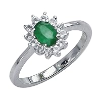 Chrome Diopside Oval Shape 0.42 Carat Natural Earth Mined Gemstone 10K White Gold Ring Unique Jewelry for Women & Men