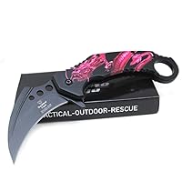 Snake Eye Tactical Everyday Carry Karambit Dragon Etched Ultra Smooth One Hand Opening Folding Pocket Knife - Ideal for Recreational Work Hiking Camping (BPK)