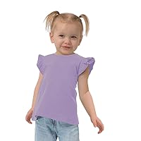 Flutter Sleeve T-Shirt for Girls, Kids Cute Blank Flutter Sleeve Top, Girls Casual Tops, Toddler Girls Blouse