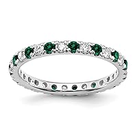 2.23mm 14k White Gold Lab Grown Diamond SI1 SI2 G H I and Created Emerald Eternity Band Size 6.00 Jewelry Gifts for Women