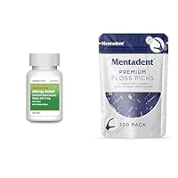 HealthCareAisle Allergy Relief Cetirizine Hydrochloride 10mg 500 Tablets & Mentadent Premium Double Thread Floss Picks with Toothpicks 150 Count