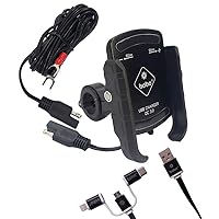 BOBO BM1 PRO Jaw-Grip Waterproof Bike/Motorcycle/Scooter Mobile Phone Holder Mount with Fast USB 3.0 Charger, SAE Connector & Small USB Cable, Ideal for Maps and GPS Navigation (Black)